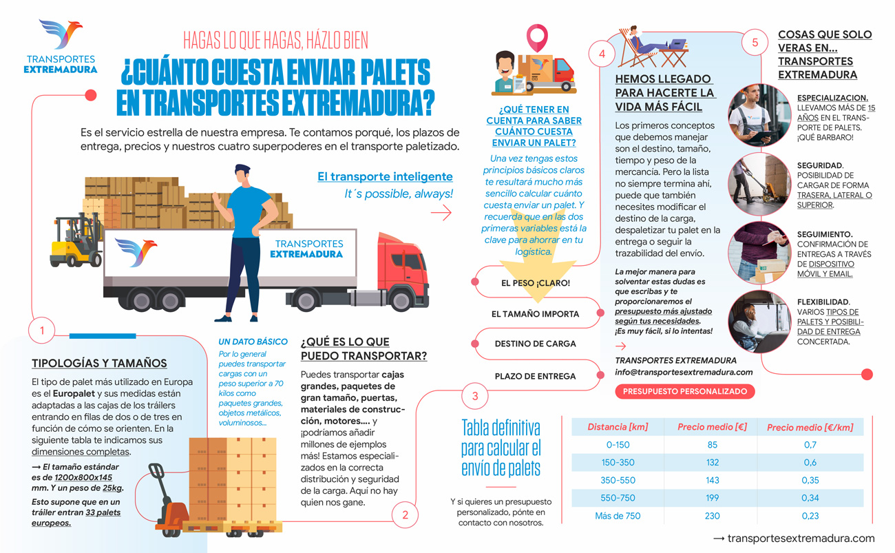 Infografia, enviar, palet, transporte, precio, mercancía